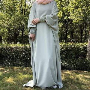 Ethnische Kleidung Drop Butterfly Bescheidene Abaya Hohe Qualität Ramadan EID Elastisches Handgelenk Maxikleid Nida Muslimisches Gebet Islamische Kleidung 230616