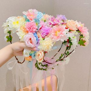 Accessori per capelli Copricapo per bambini Flower Girl Wreath Hand Dress Ornament Princess Head