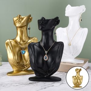Jewelry Boxes Resin Mannequin Necklace Earring Jewelry Organizer Display Bust Stand Model Chain Pendants Holder for Shop Retailer Counter 230616