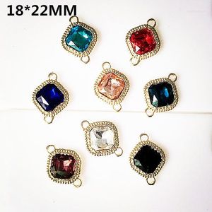 Pendant Necklaces Trendy DIY Jewelry Findings Gold Tone Plated Rhinestone Crystal Square Bracelet Connector Charm Craft Ornament Garment