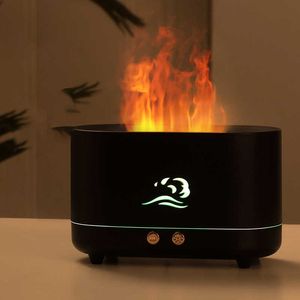 Humidifiers NEW 230ML Flame Effect Air Humidifier Ultrasonic USB Aromatherapy Aroma Essential Diffuser With night lamp for Bedroom Home