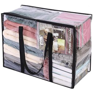 Storage Bags Clear Clothes Foldable Bag PVC Zippered Organizer Waterproof with Reinforced Handle for Quilts 230615