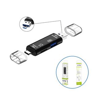 مع الحزمة 5 في 1 متعدد الوظائف USB 2.0 Type C/USB/Micro USB/TF/SD Card Card Reserer OTG Adapter محول المحول المحمول