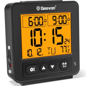 Relógios de mesa de mesa Geevon Smart Night Light pequeno despertador digital com 2 bipes crescentes alarme de temperatura interna relógio de mesa para camas de quarto 230615