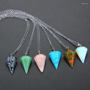 Anhänger Halsketten Reiki Lila Stein Pendel Für Wünschelrute Chakra Schwarzer Onyx Natürliche Heilkristalle Punkt Opal Halskette