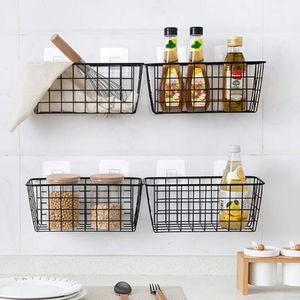 Bottles Jars Wrought Iron Kitchen Seasoning Storage Basket Bathroom Rectangular Box Wall Hanging Rack 230615