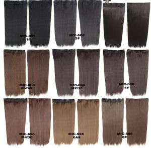 24 -дюймовые цельные наращивания прямых волос - полуголовный стиль для женщин - дизайн 5 -х зажима
