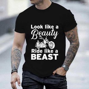 Men's T Shirts Look Like A Beauty Ride Graphic Men's T-Shirts Summer Tops Tee Shirt Vintage Motorcycle Short Sleeve Male Clothing