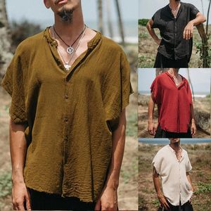 Magliette da uomo Camicia da uomo in lino di cotone 2023 Estate Innovazione europea e americana Personalità Felpa tinta unita Cardigan Wear