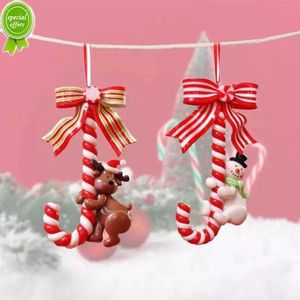 New Christmas Candy Cane Ornament Santa Claus Snowman Elk Christmas Tree Hanging Pendant Decoration for Navidad New Year Home