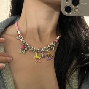 Kedjor vintage läder sjöstjärna pentagram halsband personaliserad netflix trend clavicle kedja nisch designkänsla smycken grossist