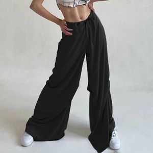 Women's Pants Casual Solid Low Waist Drawstring Baggy Trousers Women Fashion Parachute Female Vintage High Elastic Cargo