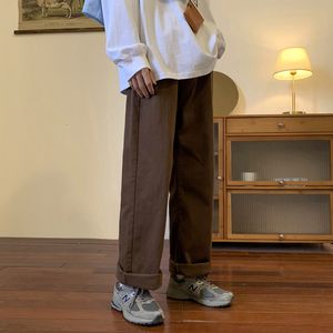 Mens Jeans Vintage Coffee raka män Lossa denimbyxor Neutral Jean Pants Streetwear Casual Wide Leg Man Women Baggy 230615