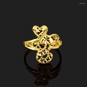 Bröllopsringar Dubai Golden Ring 24K Gold Color Engagement Fashion Finger For Ethiopian / African / Nigerian Design Gift