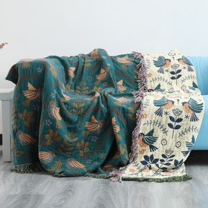 Blankets Junwell 100% Cotton Muslin Plaid Sofa Cover Summer Blanket Gauze Bed Chic Tassel Multifunction Travel Breathable Throw 230615