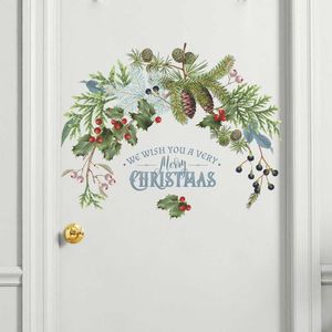 Nuovo regalo di Capodanno Buon Natale Pigna Adesivo Pianta verde Ramo Adesivi murali Decorazioni natalizie Decorazioni per porte e finestre per la casa