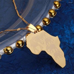 Pendant Necklaces Stainless Steel Africa Map Of African Trendy Wildlife Elephants Pattern Chain Jewelry