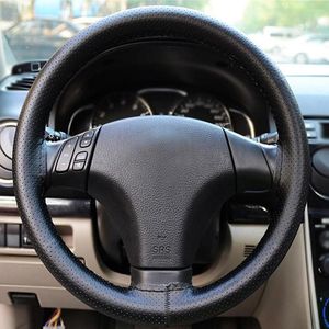 Steering Wheel Covers Auto Car Cover Soft Leather Anti-slip Black Braid With Needles And Thread