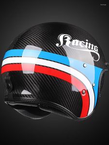 Motorradhelme Moto Bike Motorrad Helm DOT Carbonfaser Retro Helm Deutscher Casco Japanischer Stil Offenes halbes Gesicht