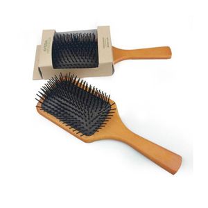 2020 Escova de remo Brosse Club Massagem Escova de cabelo suave e brilhante Escova de cabelo de madeira natural