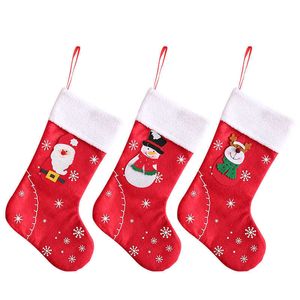 Nya stora julstrumpor Santa Elk Snowman Present Socks Xmas Candy Presentväska för barn eldstad Xmas Tree Decoration Nytt år