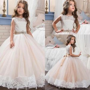 Sukienki dla dziewczynek Piękne koronkowe aplikacje na wesela małe dziewczynki Pierwsze imprezę Komunii