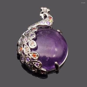 Anhänger Halsketten Natürliche Amethysten Quarz Opal Lapis Lazuli Kristall Stein Anhänger Mode Vogel Pfau Fit Halskette Frauen Schmuck