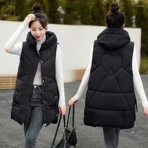 Kvinnors västar bomullsmästerkvinnor Kvinnor Lång Autumn Winter Jacket 2023 Koreansk version Slim Down Jackets Thermal Vest Hooded Top