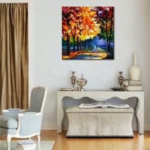 Modern Impressionist Canvas Wall Art September Hand Painted Street Landscape Painting for Apartment Decor