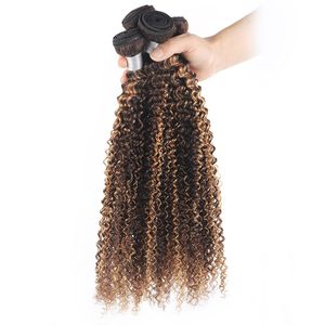 P4/27 Kolor fortepianowy Brazylijski 100% ludzkich włosów 3 wiązki Kinky Curly Peruvian Indian Malezyan Virgin Hair Extensions 10-30 cala