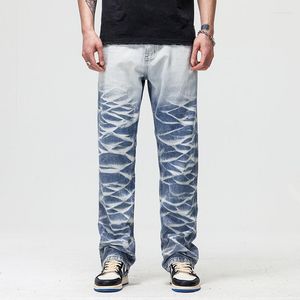 Herren-Jeans, Hi-Street-Hip-Hop-Hose für Herren, verwaschenes Blau, Streetwear, Vintage-Denim-Hose, gerade Passform, Y2K-Hose