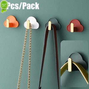 New 4Pcs Self Adhesive Wall Hooks Multi-purpose Behind-door Key Cloth Hanger Hook Bathroom Towel Holder Home Decors Organizer Hooks