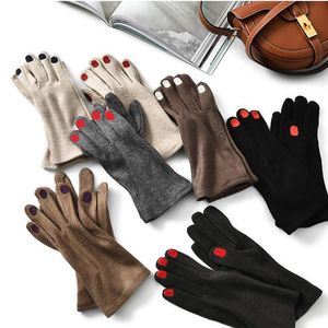 Five Fingers Gloves Cute nail polish Embroidery Cashmere Women Wool Velvet Thick Touch Screen Female Winter Warm Driving H100 230615