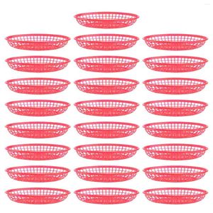 Dinnerware Sets 32pcs Desktop Fruit Basket Simple Circle Tray For Home Store El (Red)