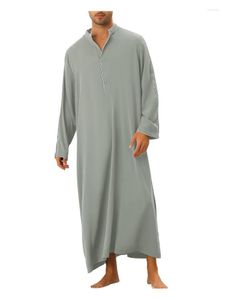 Этническая одежда Ближневосточная арабская длинная мужская рубашка мода V-образное выстрелы V-образное джабба Thobe 2023 весна лето мусульманские мужчины повседневная простая одежда