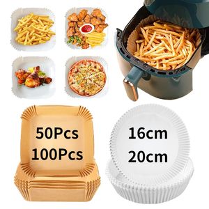 Narzędzia do ciasta 50100PCS Air Fryer Papier do pieczenia na płycie grilla okrągłe piekarnik na patelnię 1620 cm Airfryer odporna na olejek