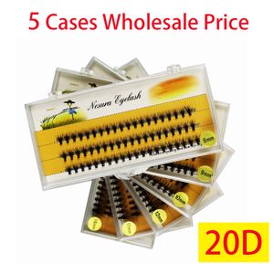 Makeup Tools Wholesale 5 Cases 20D Individuella ögonfransar Premade Fan Eyelashes Cluster Volume Ryssland Cilia Mink Eyelash Extension Make Up Tool 230615