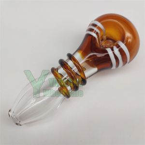 Glass Hand Pipe with Fixed Screen Mixed Colours Tobacco Smoking Spoon Pipes 3 Rings YAREONE Wholesale