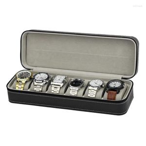 Watch Boxes 6 Slot Jewelry Storage Bag Snap Button Box Portable Travel Zipper Case Collector