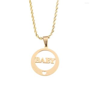 Pendant Necklaces Stainless Steel Round Baby Necklace Love Heart Children Cute Jewelry Gift