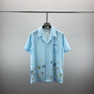 2 LUXURY Designer Shirts Moda Masculina Tiger Letter V camisa de boliche de seda Camisas casuais masculinas slim fit manga curta camisa social M-3XL#1020