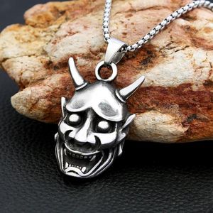 Hänge halsband 316l rostfritt stål oni samurai mask halsband mäns japanska kultur prajna amulet smycken gåvor grossist