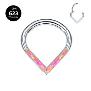 Labret Lip Piercing Jewelry ASTM 36 G23 Drop Segment Nose Rings 16G Septum Hoop Helix Opal Daith Earrings Cartilage Tragus Stud 230615