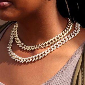 Strands Hip Hop 2pcs Set Women Cuban Link Chain Necklace Black Gold Silver Color Iced Out Miami High Quality Luxury Jewelry 230613