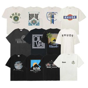 Herren T-Shirts Top Handwerkskunst Rhudes Sommer Mode Designer Decke Rhude Kollektion Kurzarm Sommer Brief Drucken High Street Casual Lose Paar T-shirt Männer