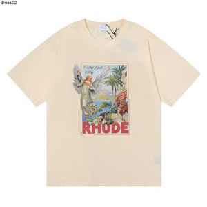 Summer Rhude Brand Printed T Shrit Men Women Женщины круглой шеи дизайнерская рубашка весна лето в стиле высокого рода