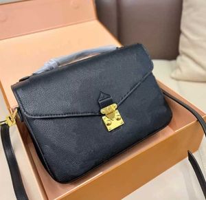 Axelväskor Luxurys designers väska prägla blomma pochette kvinnor handväska messenger väskor äkta läder metis eleganta kvinnor crossbody väska hql 40780 aaa