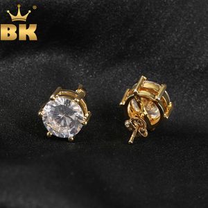Ear Cuff The Bling King 10mm Shiny CZ Stud Earrings Iced Out Big Round Cubic Zirconia Earring Delicate Smyck för Women Love Gifts 230615