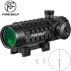 Fire Wolf 3x28 Verde Red Dot Cross Vista Escopo Ótico Tática Riflescope Fit 11/20mm Rifle de rifle ajustável para caça