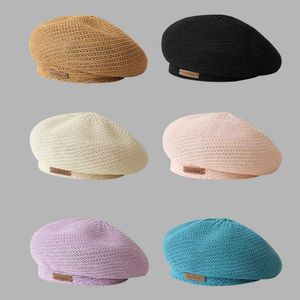 Береты весенне-летние женские береты шапки вязаные 5658 см сплошной цвет шляпа художника Boina купол дышащая мода для молодых женщин BL0096 Z0616